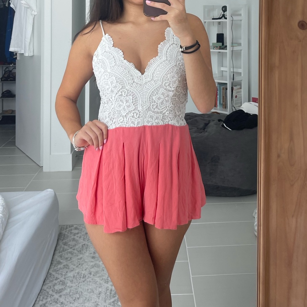 White and Pink Romper